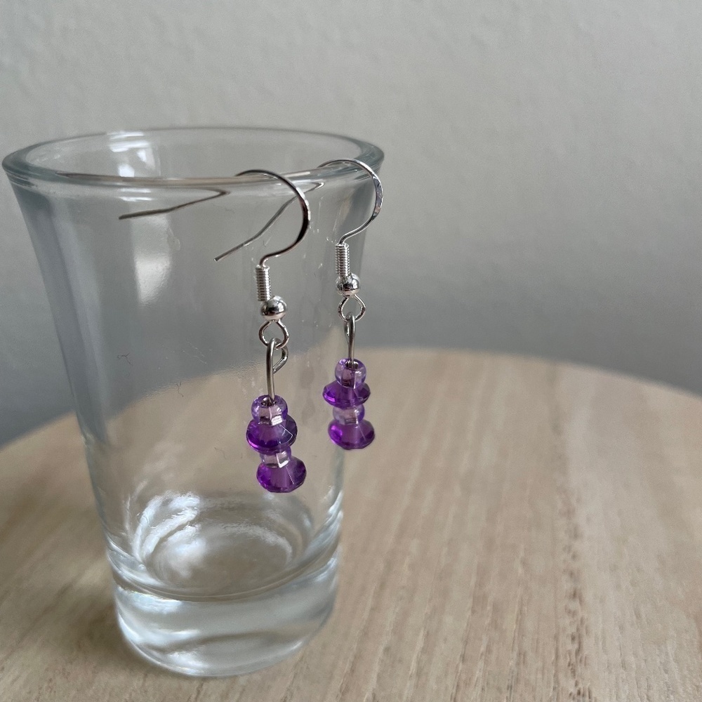 Double Lavender Beaded Earrings
